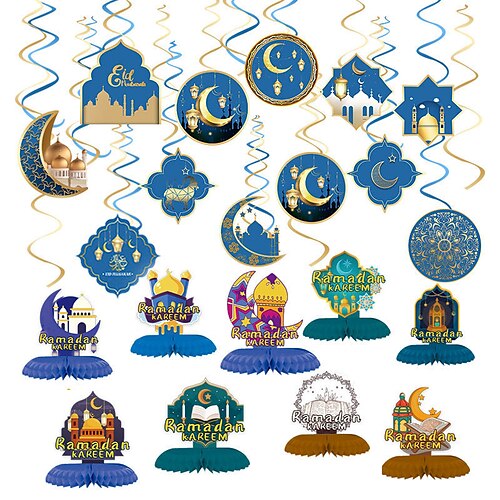 

Eid Mubarak Ramadan Theme Party Spiral Pendant Honeycomb Decoration Package