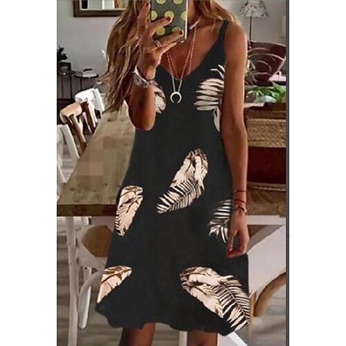 

women's v-neck floral print loose sling dress
