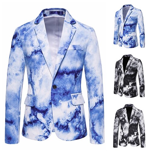 

Men's Blazer Thermal Warm Party / Evening Single Breasted One-button Geometric 3D Printed Graphic Turndown Casual Jacket Outerwear Long Sleeve Print Spring