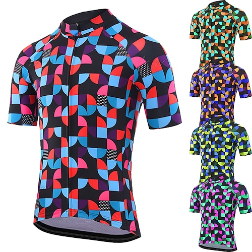 

21Grams Men's Cycling Jersey Short Sleeve Bike Top with 3 Rear Pockets Mountain Bike MTB Road Bike Cycling Breathable Quick Dry Moisture Wicking Reflective Strips Green Yellow Royal Blue Polyester