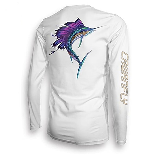 

CAWANFLY Homens Camisa de pesca Exterior Manga Longa UPF50 Proteção UV Respirável Secagem Rápida Leve Blusas Verão Primavera Outono Ao ar livre Roupa Esportiva Pesca Branco Amarelo Azul