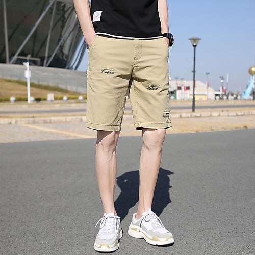 

Men's Stylish Chino Chinos Cargo Shorts Short Pants Casual Inelastic Plain Solid Color Cycling Breathable Mid Waist ArmyGreen Blue Black Wine Khaki 28 29 30 31 32
