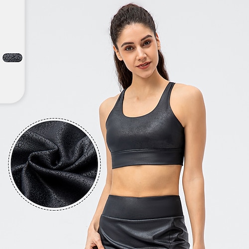 

YUERLIAN Women's Sports Bra Yoga Top Cross Back Yoga Fitness Gym Workout Breathable Quick Dry Comfortable Padded Medium Support Black Solid Color / Stretchy / Removable Pad / Wireless