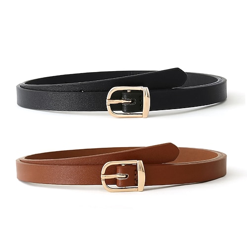

2 PCS Women's Skinny Belt PU Leather D-ring Buckle D-ring Casual Vintage Retro Daily Holiday Multicolor