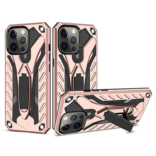 

Phone Case For Apple Back Cover iPhone 13 Pro Max 12 11 SE 2022 X XR XS Max 8 7 Shockproof with Stand anti-drop Solid Colored TPU PC