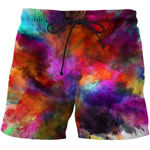 

Herren Boardshorts Badeshorts Badehose Schwimmshorts Bademode Sommer-Shorts Strandshorts Kurze Hosen Kordelzug Elastische Taille Elastisches Kordelzugdesign Graphic Rauch Bedruckt Komfort Weich