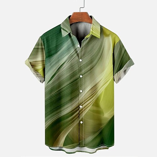 

Men's Shirt Graphic Turndown Green Outdoor Street Short Sleeve 3D Button-Down Clothing Apparel Fashion Casual Breathable Comfortable / Summer / Summer