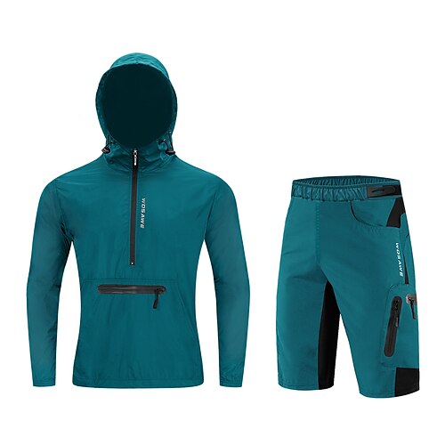 

WOSAWE Men's Cycling Jacket Cycling Jersey with Shorts Cycling Padded Shorts Long Sleeve Mountain Bike MTB Road Bike Cycling Black Green Dark Navy Bike Clothing Suit Windproof 3D Pad Polyester Sports