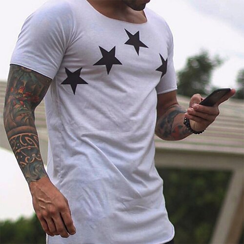 

Homme T shirt Tee chemise fraîche Etoile Col Ras du Cou Print Casual Vacances Manche Courte Vêtement Tenue Sportif Mode Design Léger