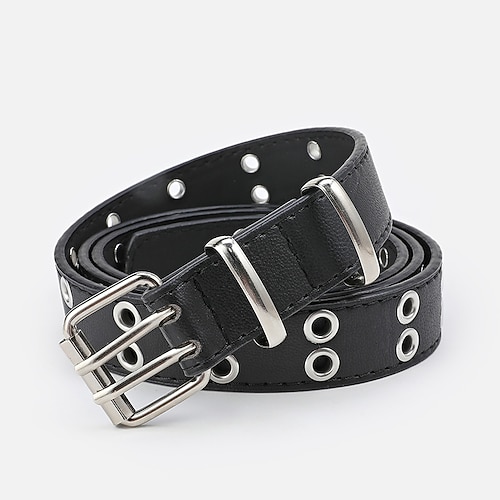 

Women's Unisex PU Buckle Belt PU Leather Prong Buckle Eyelet Casual Classic Party Daily Black Brown