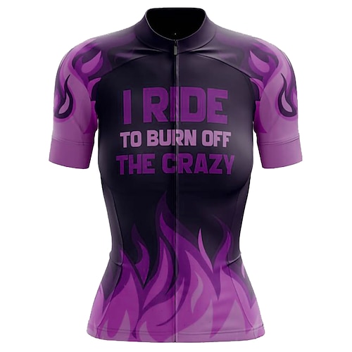 

21Grams Women's Cycling Jersey Short Sleeve Bike Jersey Top with 3 Rear Pockets Mountain Bike MTB Road Bike Cycling Fast Dry Breathable Quick Dry Moisture Wicking Violet Graphic Polyester Spandex