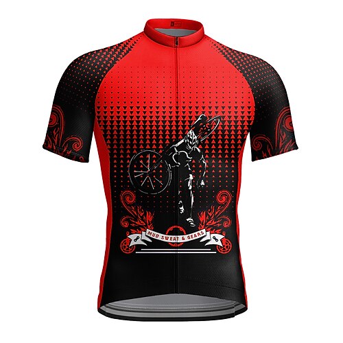 

21Grams Men's Cycling Jersey Short Sleeve Bike Top with 3 Rear Pockets Mountain Bike MTB Road Bike Cycling Breathable Quick Dry Moisture Wicking Reflective Strips Red Graphic Polka Dot Polyester