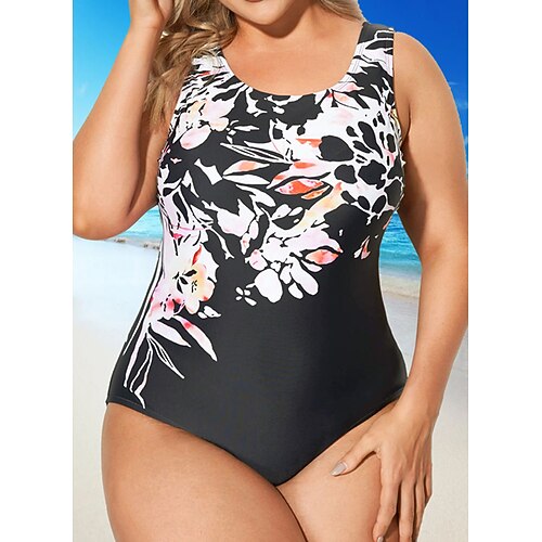 

Mujer Bañadores Una pieza Monokini Trajes de baño Normal Traje de baño Control de barriga Espalda Abierta Estampado Floral Negro Acolchado Cuchara Trajes de baño nuevo Vacaciones Sensual / Moderno