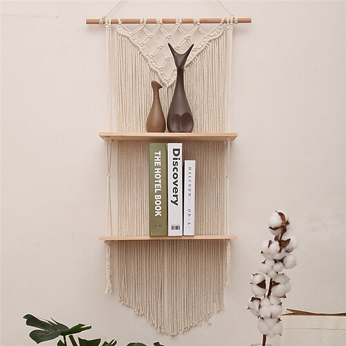 

Tapestry Double-layer Shelf Woven Nordic Bohemian Tapestry Wall Shelf Cotton Tapestry