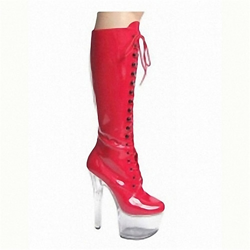 

Women's Boots Daily Beach Stripper Boots Knee High Boots Crotch High Boots Pumps Round Toe Closed Toe PU Leather Zipper Solid Colored Yellow Red