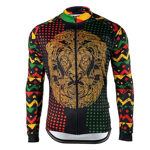 

21Grams Men's Cycling Jersey Long Sleeve Bike Top with 3 Rear Pockets Mountain Bike MTB Road Bike Cycling Breathable Quick Dry Moisture Wicking Reflective Strips Black Graphic Polka Dot Polyester