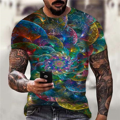 

Men's Unisex T shirt Tee Graphic Prints Interstellar Crew Neck Blue 3D Print Outdoor Street Short Sleeve Print Clothing Apparel Sports Designer Casual Big and Tall / Summer / Summer