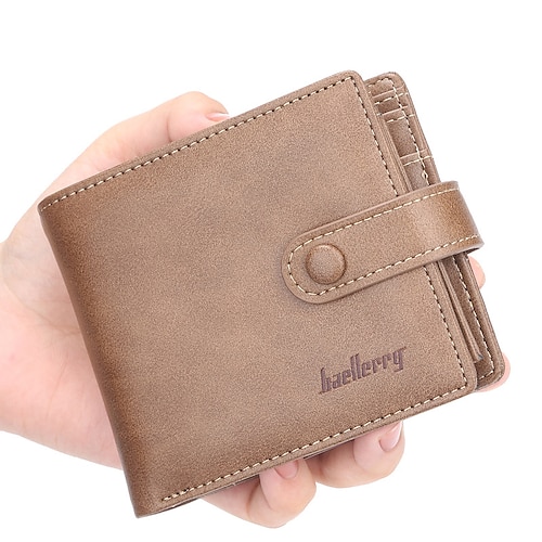 

Men's Wallet PU Leather Embossed Solid Color Daily Office & Career Dark Brown Black Dark Coffee