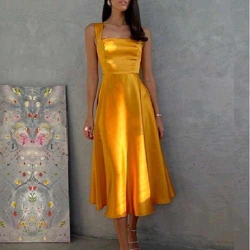 

A-Line Empire Minimalist Wedding Guest Cocktail Party Dress Scoop Neck Short Sleeve Floor Length Satin with Sleek 2022