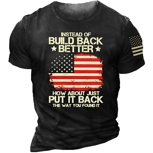 

Men's T shirt Tee Graphic National Flag Crew Neck Black 3D Print Outdoor Casual Short Sleeve Print Clothing Apparel Fashion Classic Comfortable Big and Tall / Summer / Summer / Sports