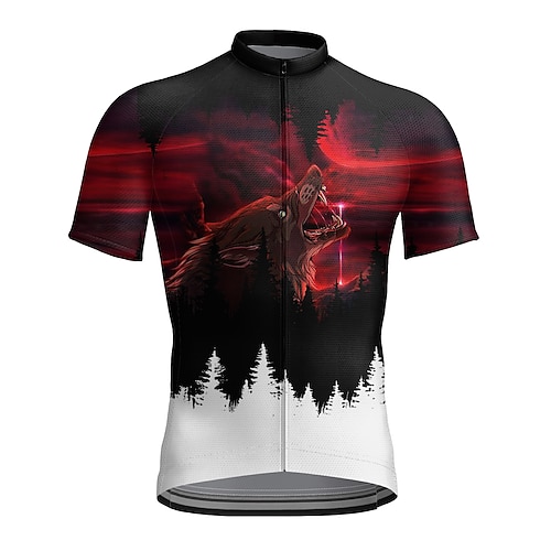 

21Grams Men's Cycling Jersey Short Sleeve Bike Top with 3 Rear Pockets Mountain Bike MTB Road Bike Cycling Breathable Quick Dry Moisture Wicking Reflective Strips Red Wolf Polyester Spandex Sports