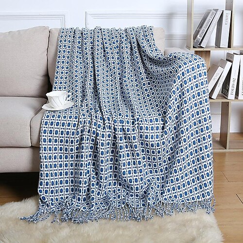 

Boho Sofa Blanket Throw Cover Knit Towel Slipcover for Bed Sectional Couch Armchair Loveseat 4 or 3 Seater L Shape Tassel Soft Durable