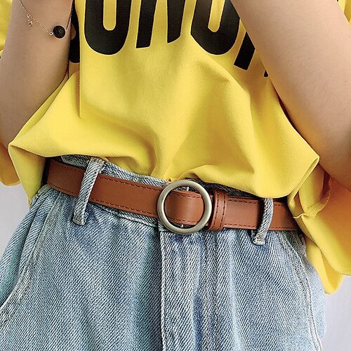 

Women's Unisex PU Buckle Belt PU Leather Sliding Buckle O-ring Casual Classic Party Daily Black Brown Coffee