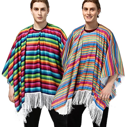 

Mexican Masquerade Serape Poncho Costume Adults' Men's Cosplay Cinco de Mayo Mexico Independence Day Day of the Dead Carnival Masquerade Mexico's Independence Day Festival / Holiday Poly / Cotton