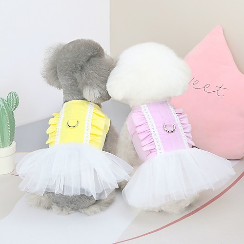 

Pet Clothes Spring And Summer Dress Harness Dog Shirt Cat Denim Vest Puppy Outdoor Walk Chest Strap Dress With D-Ring