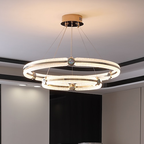 

6080 cm Crystal Pendant Light LED Chandelier Ring Metal Electroplated Modern Country 220-240V