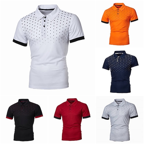 

Men's Polo Golf Shirt Outdoor Daily Polo Collar Classic Short Sleeve Classic Polka Dot Dot Button Front Summer Regular Fit Black / Red White Red Navy Blue Blue Orange Polo / Sports