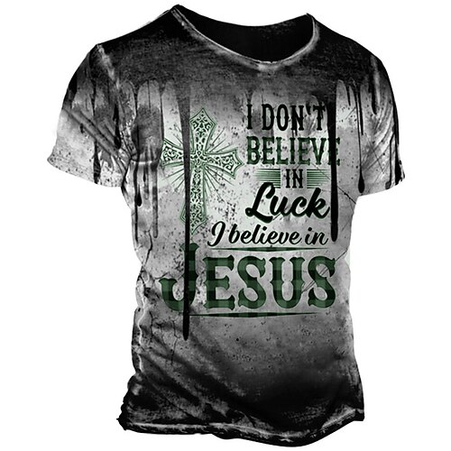 

Men's Unisex T shirt 3D Print Graphic Prints Letter Crew Neck Street Daily Print Short Sleeve Tops Casual Vintage Designer Big and Tall Gray
