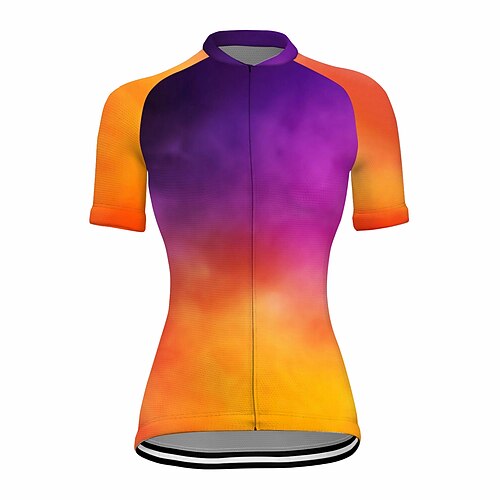 

21Grams Women's Cycling Jersey Short Sleeve Bike Top with 3 Rear Pockets Mountain Bike MTB Road Bike Cycling Breathable Quick Dry Moisture Wicking Reflective Strips Orange Gradient Polyester Spandex