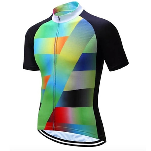 

21Grams Women's Cycling Jersey Short Sleeve Bike Top with 3 Rear Pockets Mountain Bike MTB Road Bike Cycling Breathable Quick Dry Moisture Wicking Reflective Strips Green Color Block Polyester Spandex