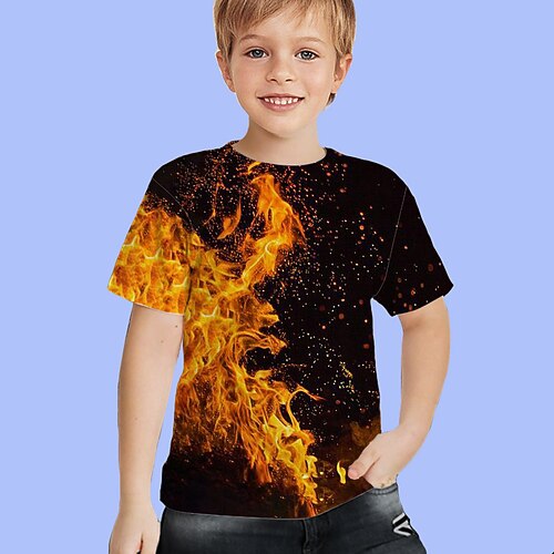 

Kids Boys T shirt Optical Illusion Outdoor 3D Print Short Sleeve Active 3-12 Years Spring Black