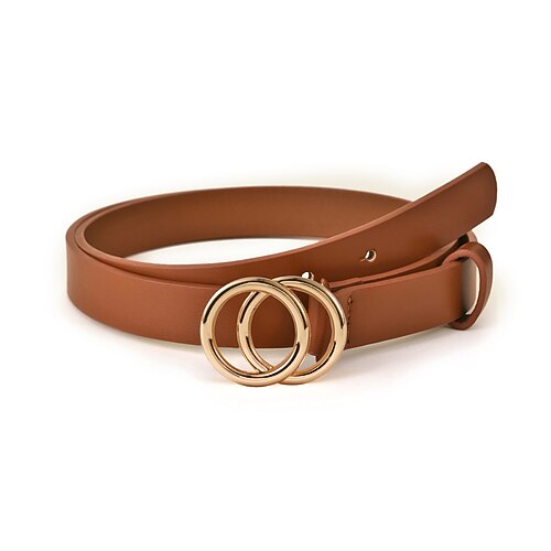 

Women's PU Buckle Belt PU Leather Prong Buckle O-ring Casual Classic Party Holiday Brown