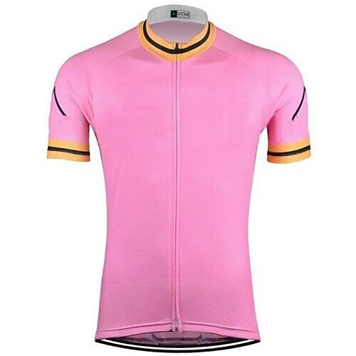 

21Grams Men's Cycling Jersey Short Sleeve Bike Top with 3 Rear Pockets Mountain Bike MTB Road Bike Cycling Breathable Quick Dry Moisture Wicking Reflective Strips Rosy Pink Stripes Polyester Spandex