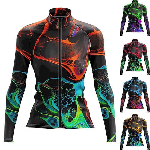 

21Grams Women's Cycling Jersey Long Sleeve Bike Top with 3 Rear Pockets Mountain Bike MTB Road Bike Cycling Fast Dry Breathable Soft Back Pocket Black Green Yellow Graphic Polyester Spandex Sports
