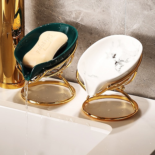 

Luxury Ceramics Leaf Shape Soap Box Bathroom Holder Dish Storage Plate Tray Shower Supplies