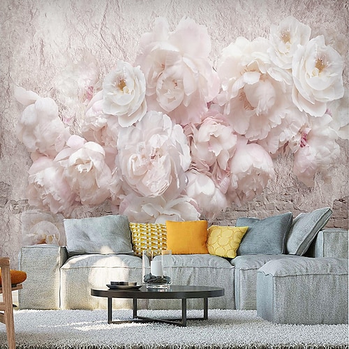 

Mural 3D Wallpaper Self-adhesive Pink Flower Wall Covering Sticker Film Peel and Stick Removable Vinyl PVC Waterproof Material Home Decor Multiple Size