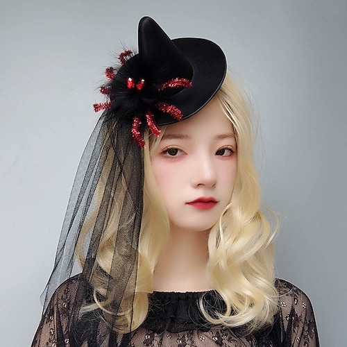 

Mesh Hair Clip Hat for Women Horror Funny Spider Wizard Little Top Hat Party Host Banquet Lolita Dress Hair Accessories For Halloween