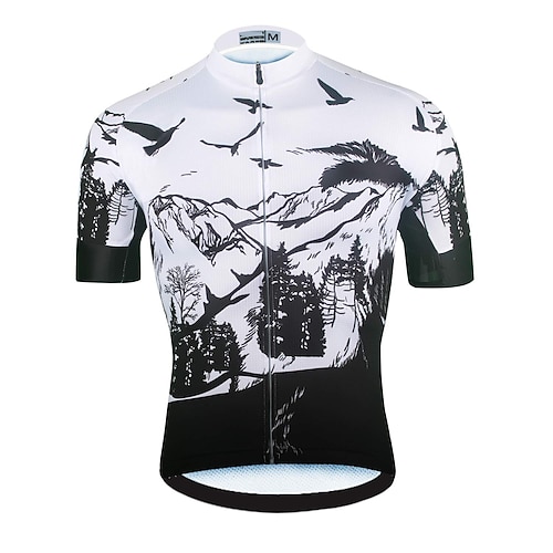 

21Grams Men's Cycling Jersey Short Sleeve Bike Top with 3 Rear Pockets Mountain Bike MTB Road Bike Cycling Breathable Quick Dry Moisture Wicking Reflective Strips Black Polyester Spandex Sports