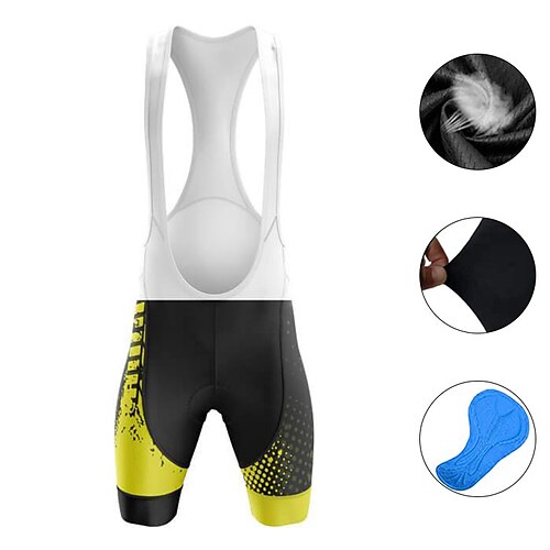 

21Grams Men's Cycling Bib Shorts 3D Padded Shorts Bike Bib Shorts Mountain Bike MTB Road Bike Cycling Sports Polka Dot 3D Pad Cycling Breathable Quick Dry Yellow Polyester Spandex Clothing Apparel