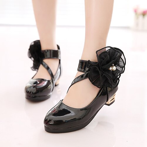 

Girls' Flats Flower Girl Shoes Children's Day PU Flower Girl Shoes Big Kids(7years ) Little Kids(4-7ys) Wedding Prom Walking Shoes Flower White Black Red Fall Spring