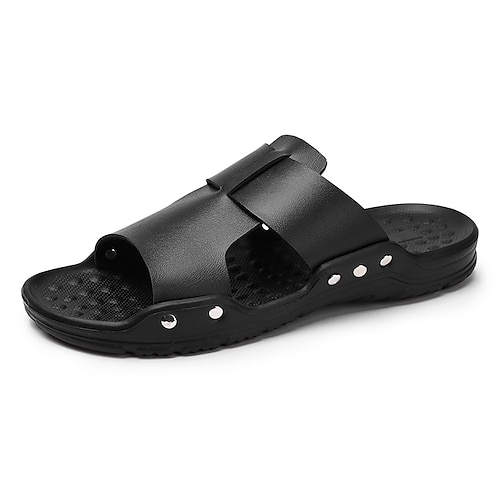 

Hombre Sandalias Diapositivas y chanclas Casual Estilo playero Diario Cuero Sintético Negro Primavera