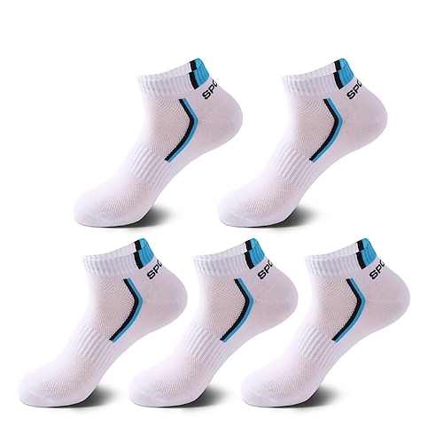 

Homens 5 pares Meias Meias casuais Preto Branco Cor Algodão Multi-Côr Casual Diário Esportes Fina Verão Primavera Conforto