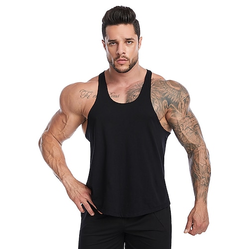 

Men's Tank Top Vest Undershirt Solid Color Crew Neck Street Casual Sleeveless Tops Cotton Lightweight Fashion Breathable Comfortable White Black Blue / Summer / Summer