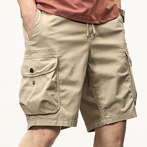 

Men's Hiking Cargo Shorts Hiking Shorts Military Summer Outdoor 12"" Ripstop Breathable Quick Dry Multi Pockets Shorts Bottoms Knee Length Drawstring Black Army Green Cotton Camping / Hiking Fishing