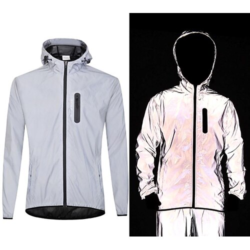 

WOSAWE Men's Windbreaker Cycling Jacket Rain Jacket High Visibility Waterproof Windproof Rain Waterproof Bike Jacket Tracksuit Mountain Bike MTB Road Bike Cycling City Bike Cycling Silver Bike Wear