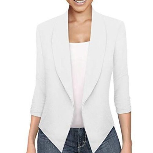 

Women's Blazer Solid Colored Classic Coats / Jackets Long Sleeve Coat Fall Spring Daily Open Front Regular Jacket Green